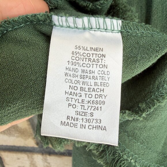 🆕 NWT Umgee Embroidered Linen Blend High Low Dress Green Size S - Picture 9 of 11